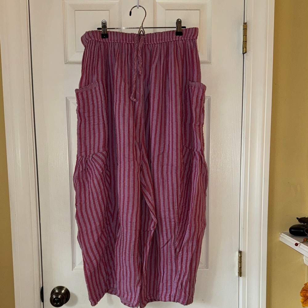 Free People Quinn Pink and White Striped Lounge Pants